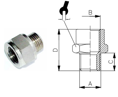 A5/Z 1/2" - 1/2" Förstoring INV/UTV Cylindrisk