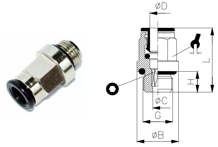 RA1 8-R1/8 Rak Koppling utv.gänga