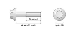 Sexkantskruv med fläns M6SF 8.8 FZB DIN6921 M5X12 mm