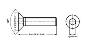 Insexskruv försänkt MF6S 10.9 OBEH M8x20 mm