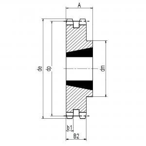 25T  3/8" (06B-2) Kedjehjul Duplex för klämbussning