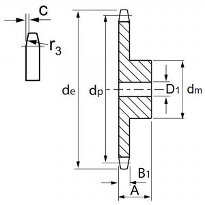17T 1/2" (08B-1) Kedjehjul obearbetad med NAV
