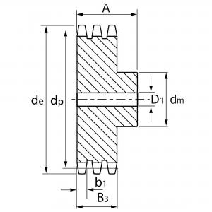 14T 5/8" (10B-3) Kedjehjul Triplex obearbetad...