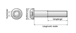 Insexskruv kullrig K6S 10,9 FZB M5x12 mm