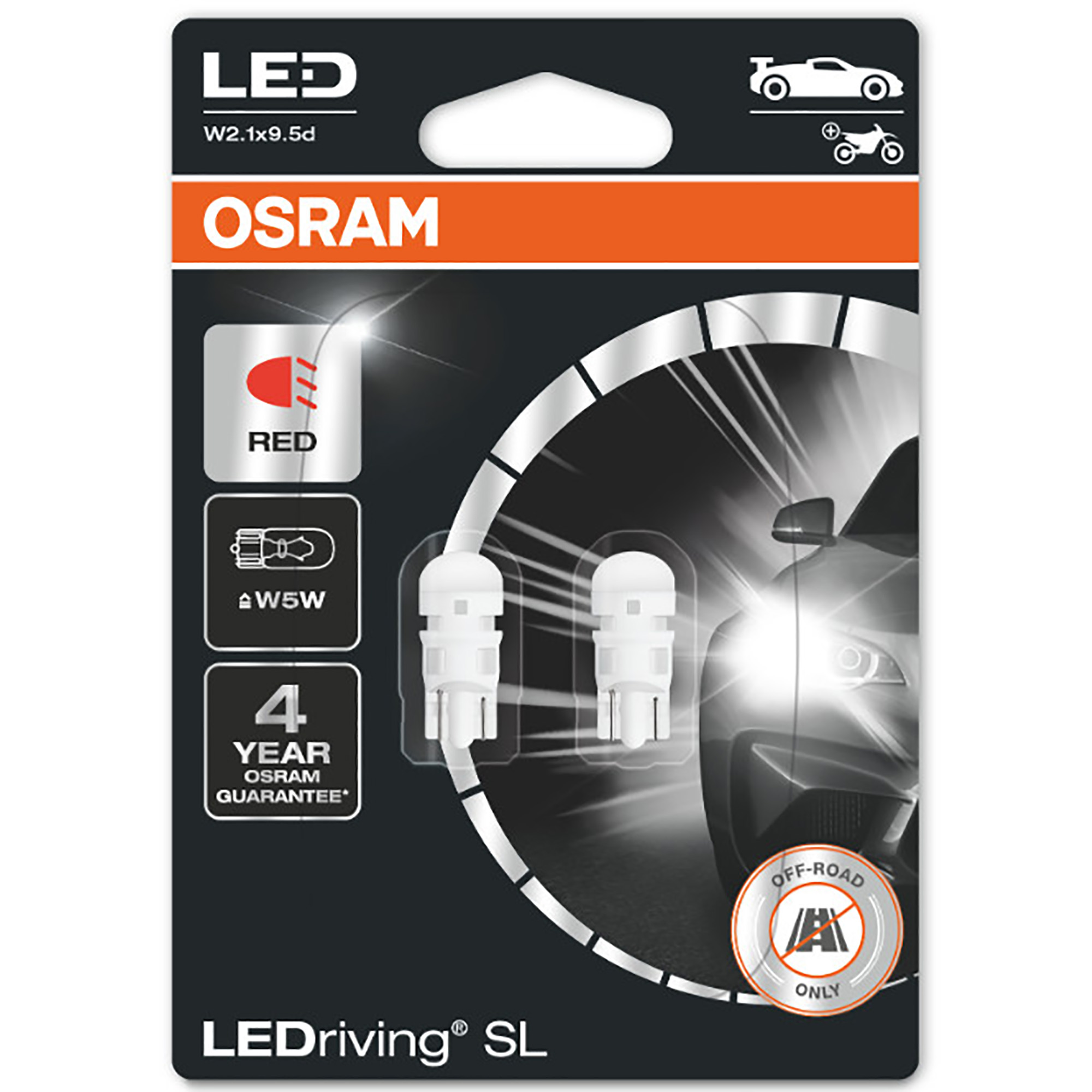 Röd T10 W5W LEDriving SL Red 12V Osram