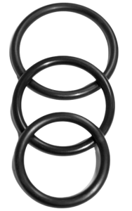 Tre stabila kukringar av gummi, i tre olika storlekar.