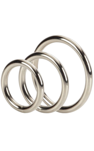 3-pack potensringar av solid metall, i tre olika storlekar.