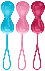 Tre knipkulor i olika vikter av mjuk silikon, för den medvetna kvinnan.