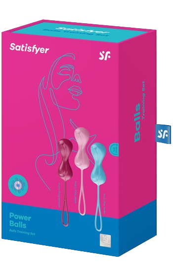 Tre knipkulor i olika vikter av mjuk silikon, för den medvetna kvinnan. kartong