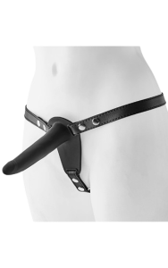 Strap-on med sammetslen dildo, perfekt storlek för nybörjaren.