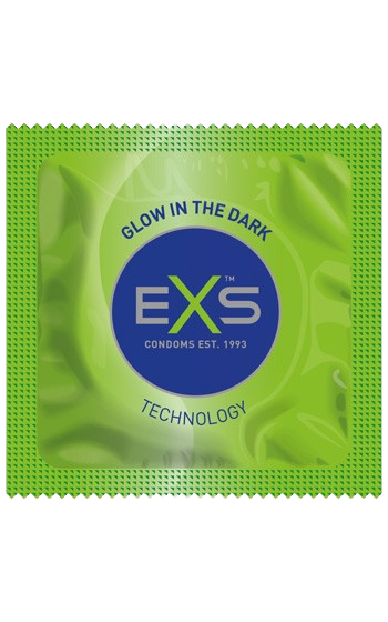 Självlysande kondom i standardstorlek från märket exs