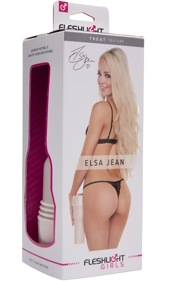 Porrstjärnan Elsa Jean´s avgjutning av bakdörren. kartong