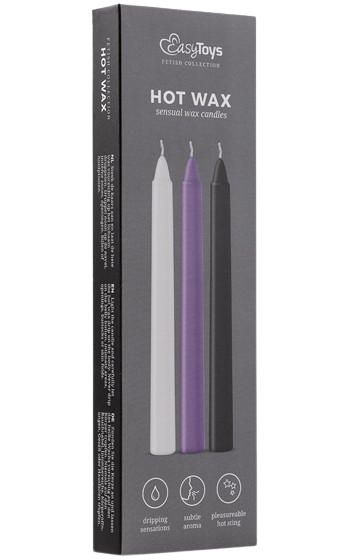 3-pack vaxljus som förenar smärta med nöje. kartong