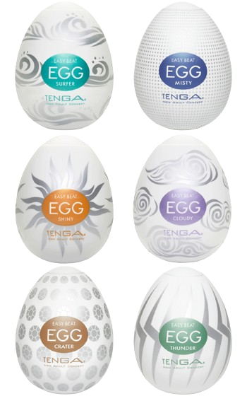 Sex olika onaniägg från Tenga, till ett riktigt paketpris.