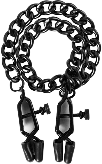 Syndigt svarta bröstklämmor med kedja av lite högre kvalitet.