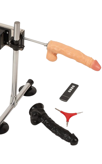 Dubbelsidig sexmaskin med dildos och masturbator.