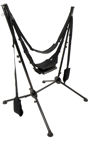 Fristående sexgunga av robust stålkonstruktion, som tål 125 kg.