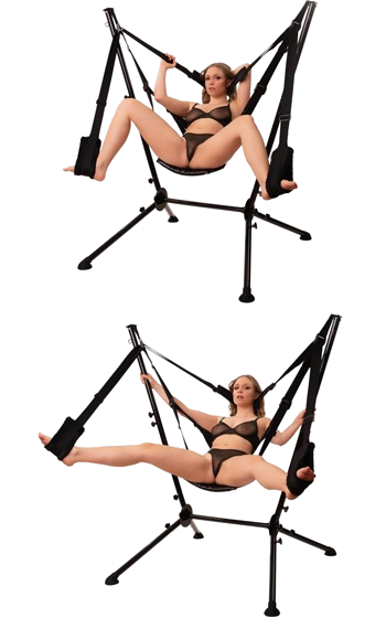Fristående sexgunga av robust stålkonstruktion, som tål 125 kg. illustrering