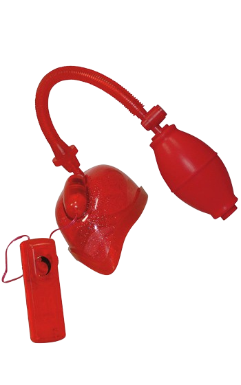 Vibrerande vaginapump i en snygg röd färg med mjuk kant.