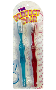 2 tandborstar formade som kvinna och man, perfekt som vanlig eller skämtsam present
