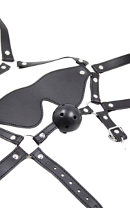 Huvudfängsel med ögonbindel & gagball, för bondage fantasten.