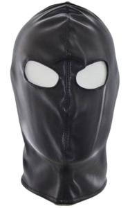 Bondagemask med snörning i bak, av konstläder. framifrån