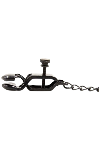 Robusta bröstklämmor med ställskruv, av svart metall. närbild