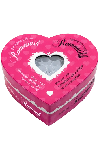 Romantiskt hjärta fyllt av 100 lappar för 100 spännande stunder.