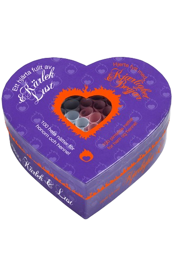 Erotiskt spel i hjärtformad box, med 100 spännande utmaningar.