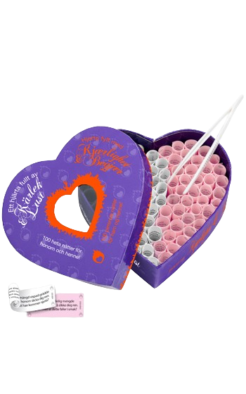 Erotiskt spel i hjärtformad box, med 100 spännande utmaningar.