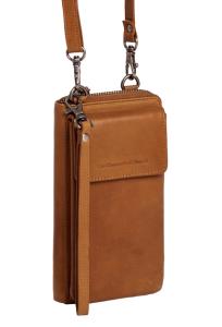 cognacsfärgad mobilväska i läder av modellen malaga från varumärket the chesterfield brand