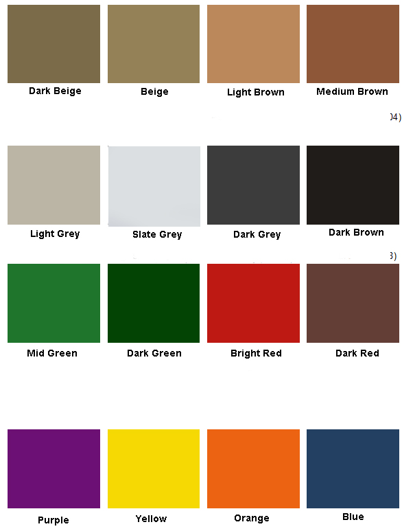 färgkarta standard  för textilfärg från varumärket furniture clinic