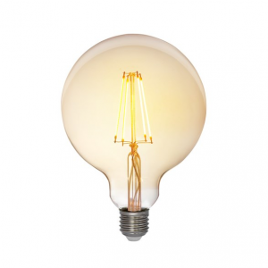 Filament LED-lampa 125 millimeter E27 med antique glas. Motsvarande 35W glödlampa. Dimbar.