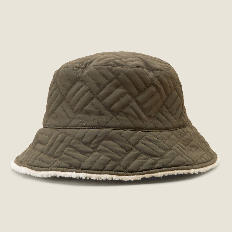 Buckethatt Reversible Quilted Olive Green/Tan