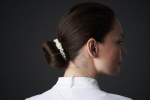 Hårband Med Pärlor Elastisk EQ Vit One Size