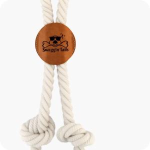 Hundleksak Knutad Repmedaljong Läder