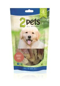 2pets Dogsnack Rabbit ears 100g