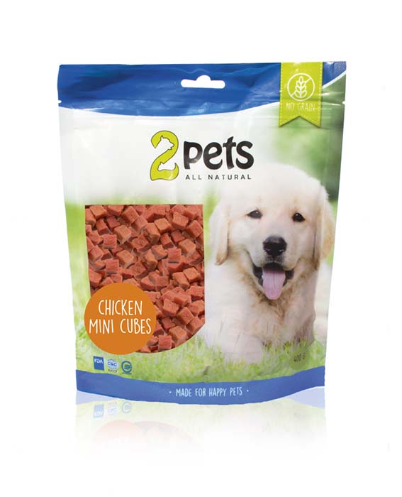2pets Dogsnack Chicken MiniCubes 400g
