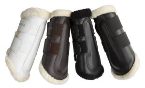 Benskydd med syntetpäls Protector, Brun/Creme