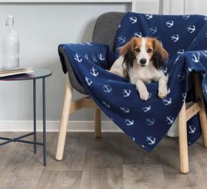 Fleecefilt Barney m ankartryck 150x100cm blå