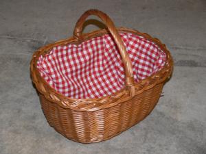 Äggakorg tygklädd rödrutig 42cm