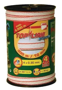 Elband 10mm TopLine Plus 200m vit/röd