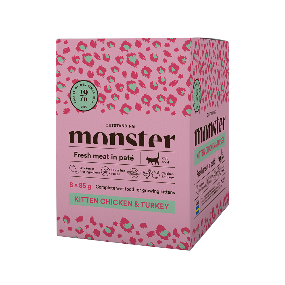Monster Cat Pouches Kitten Chicken/Turkey 85g 8-p