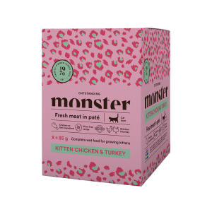Monster Cat Pouches Kitten Chicken/Turkey 85g 8-p