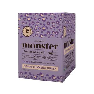 Monster Cat Pouches Senior Chicken/Turkey 85g 8-p