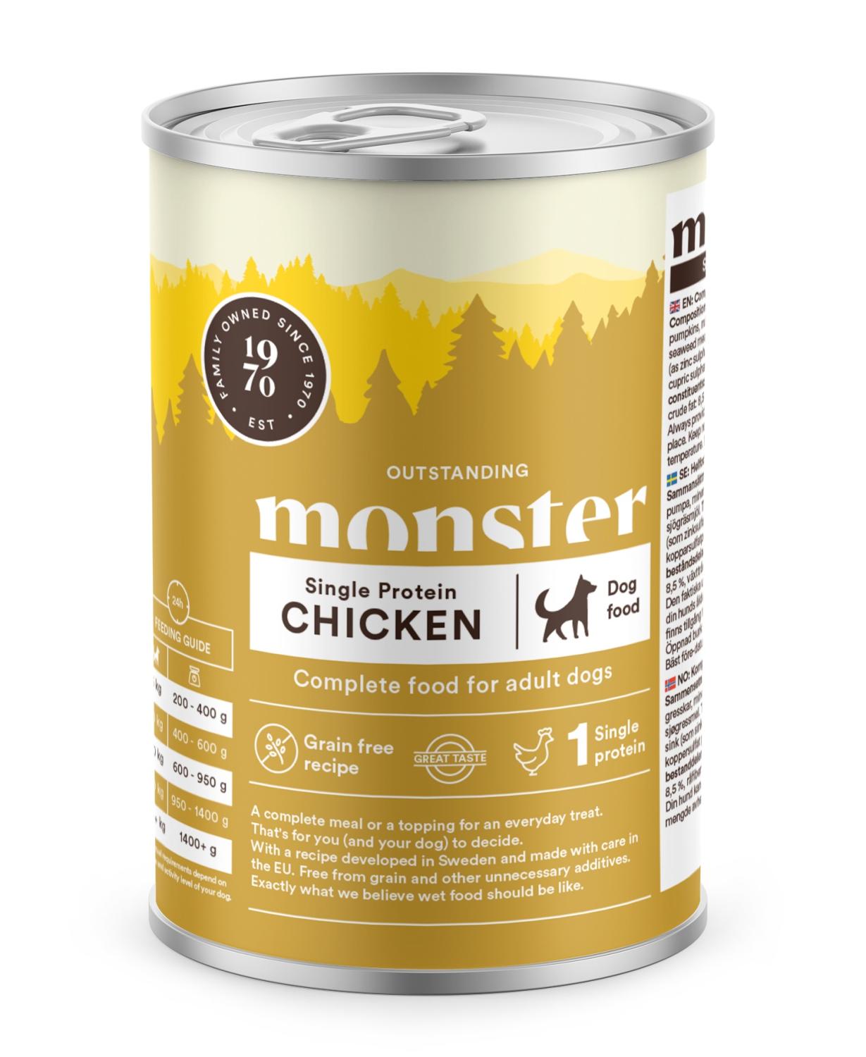 Monster Hund Adult Single Chicken Burk 400g