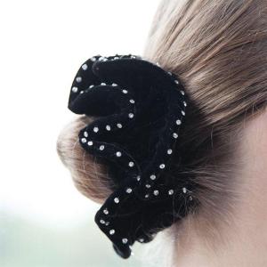 Scrunchie Velvet Crystal Svart