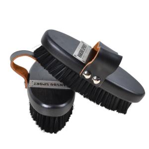 Ryktborste Liten HS Med Läderrem Svart Trä