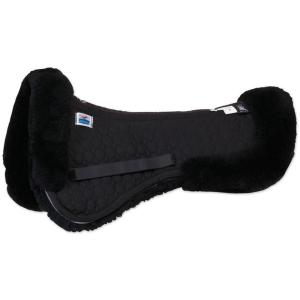 Sadelpad Med Fårskinn Mattes Dressyr Svart/Svart  Medium