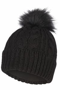 Mössa Beanie Stickad Med Toffs Svart